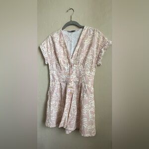 Zara Light Pink and Cream Patterned Romper